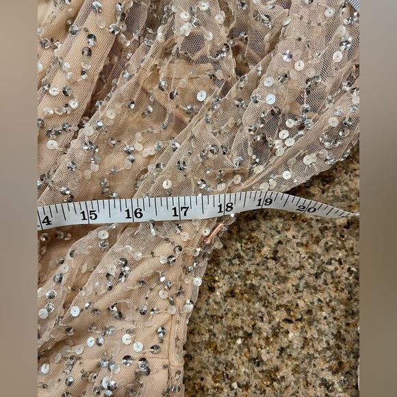 Mac Duggal Short Wedding Guest Dress 10790 , NWT Size 8 Sequin Nude color - Picture 12 of 14